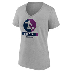 US Soccer Women's Radiating Victory V-Neck T-Shirt Heather Gray