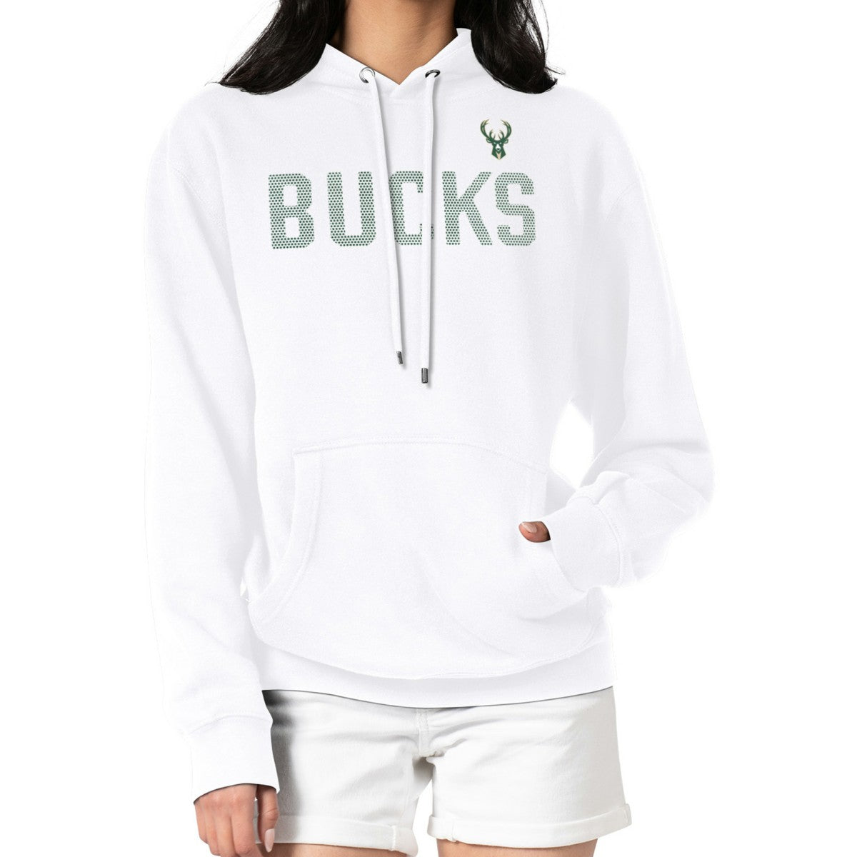 Milwaukee Bucks G-III 4Her by Carl Banks Women's Dot Print Pullover Hoodie White outlet