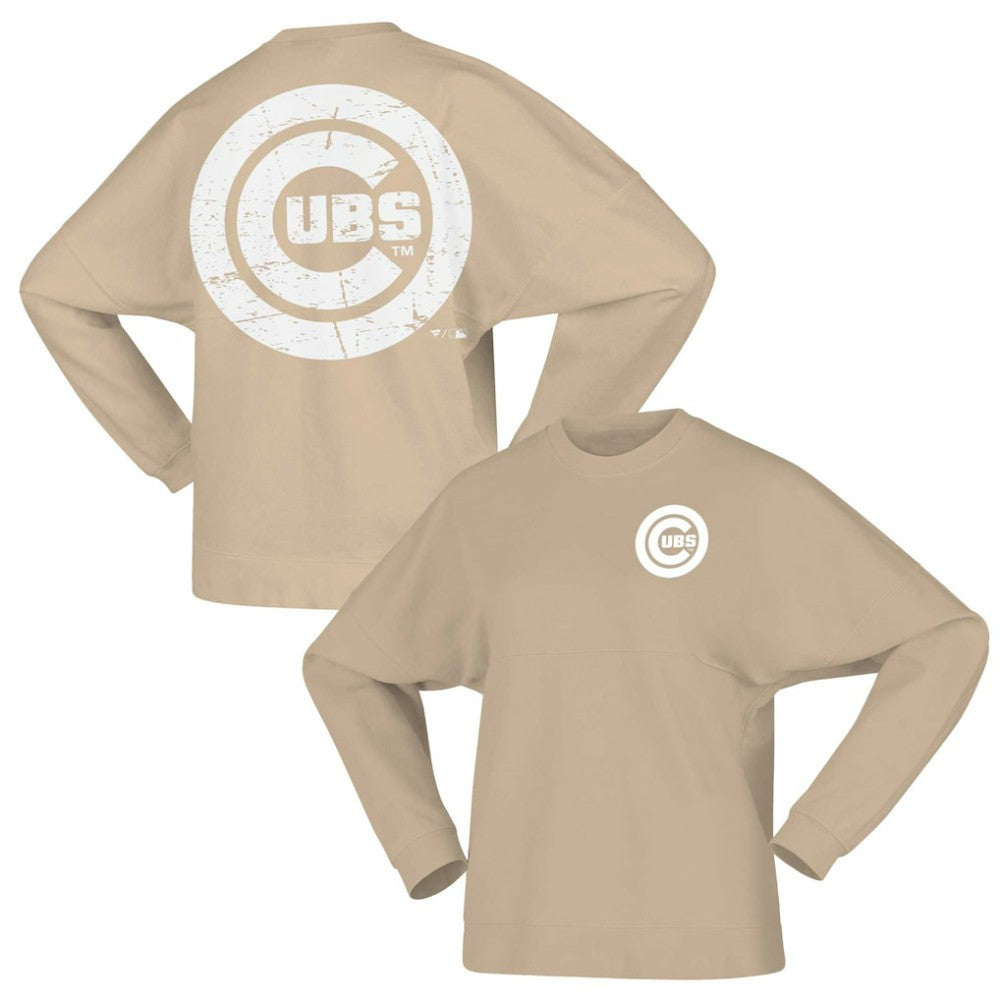 Chicago Cubs Fanatics Women's Branded Fleece Pullover Sweatshirt - Tan Pullover
