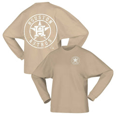 Houston Astros Fanatics Women's Branded Fleece Pullover Sweatshirt - Tan Pullover