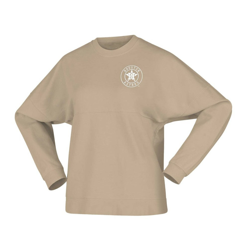 Houston Astros Fanatics Women's Branded Fleece Pullover Sweatshirt - Tan Pullover
