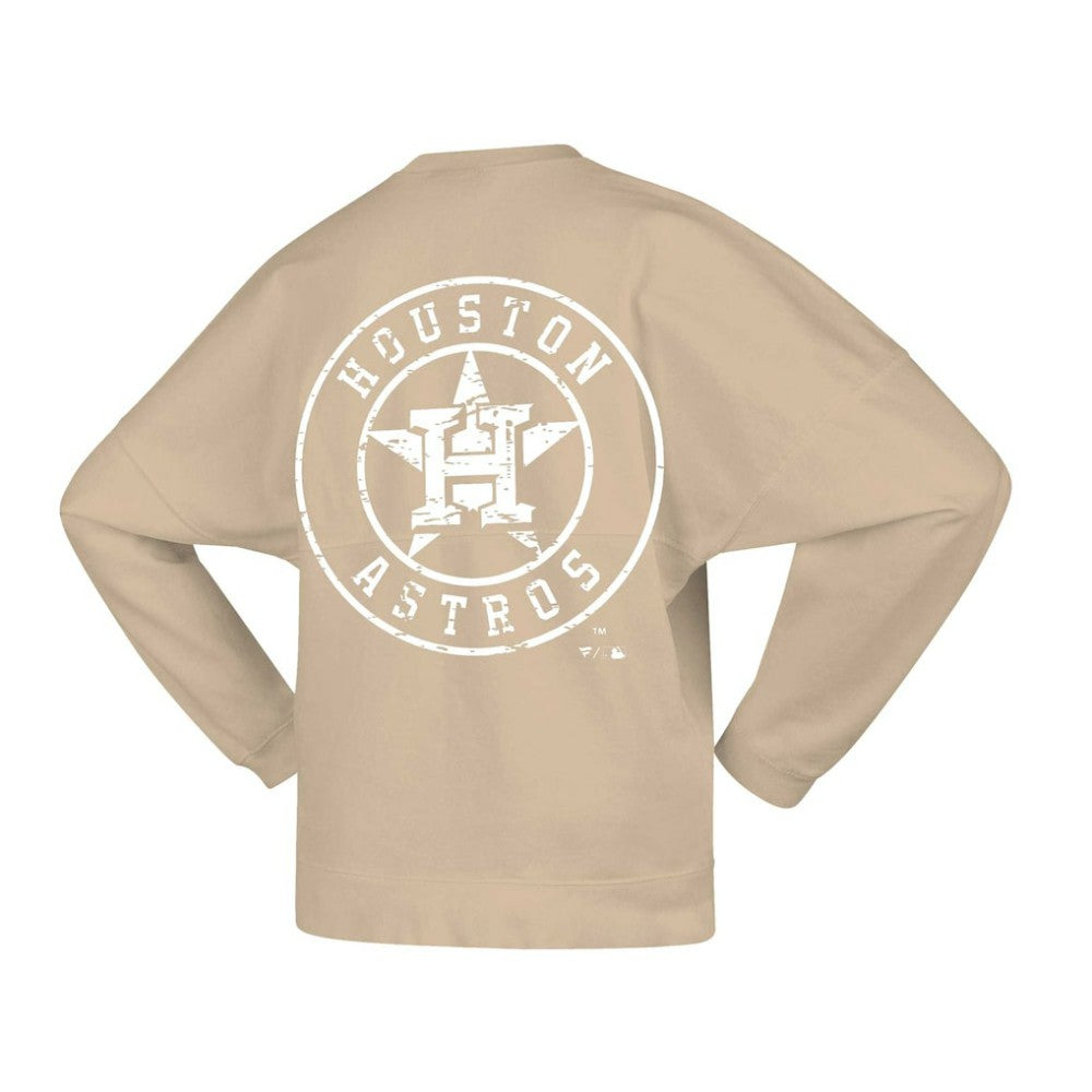 Houston Astros Fanatics Women's Branded Fleece Pullover Sweatshirt - Tan Pullover