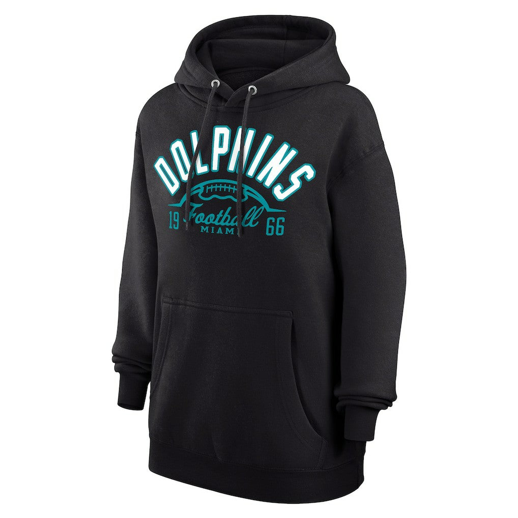Miami Dolphins Starter Unisex Half Ball Team Fleece Pullover Hoodie - Black Hoodies