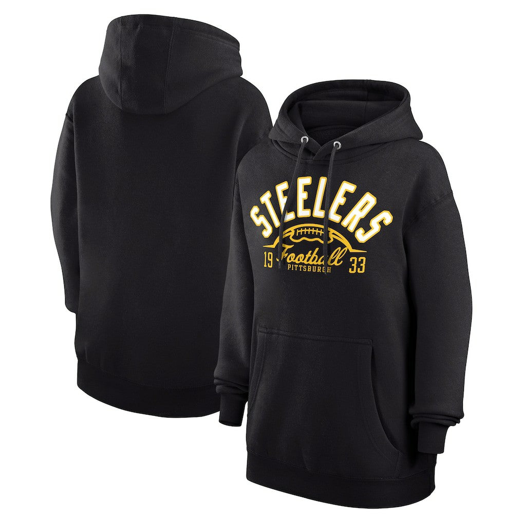 Pittsburgh Steelers Starter Unisex Half Ball Team Fleece Pullover Hoodie - Black Hoodies