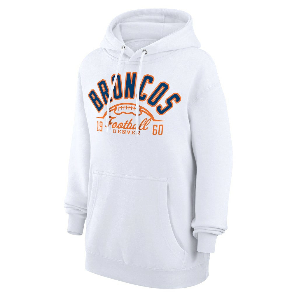 Denver Broncos Starter Unisex Half Ball Team Fleece Pullover Hoodie - White Hoodies
