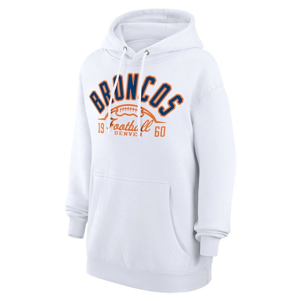 Denver Broncos Starter Unisex Half Ball Team Fleece Pullover Hoodie - White Hoodies