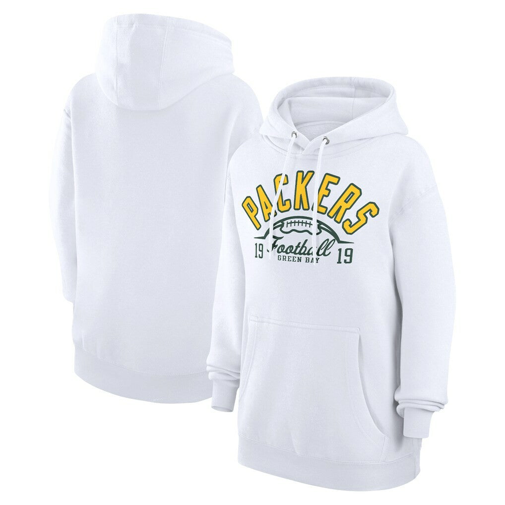Green Bay Packers Starter Unisex Half Ball Team Fleece Pullover Hoodie - White Hoodies