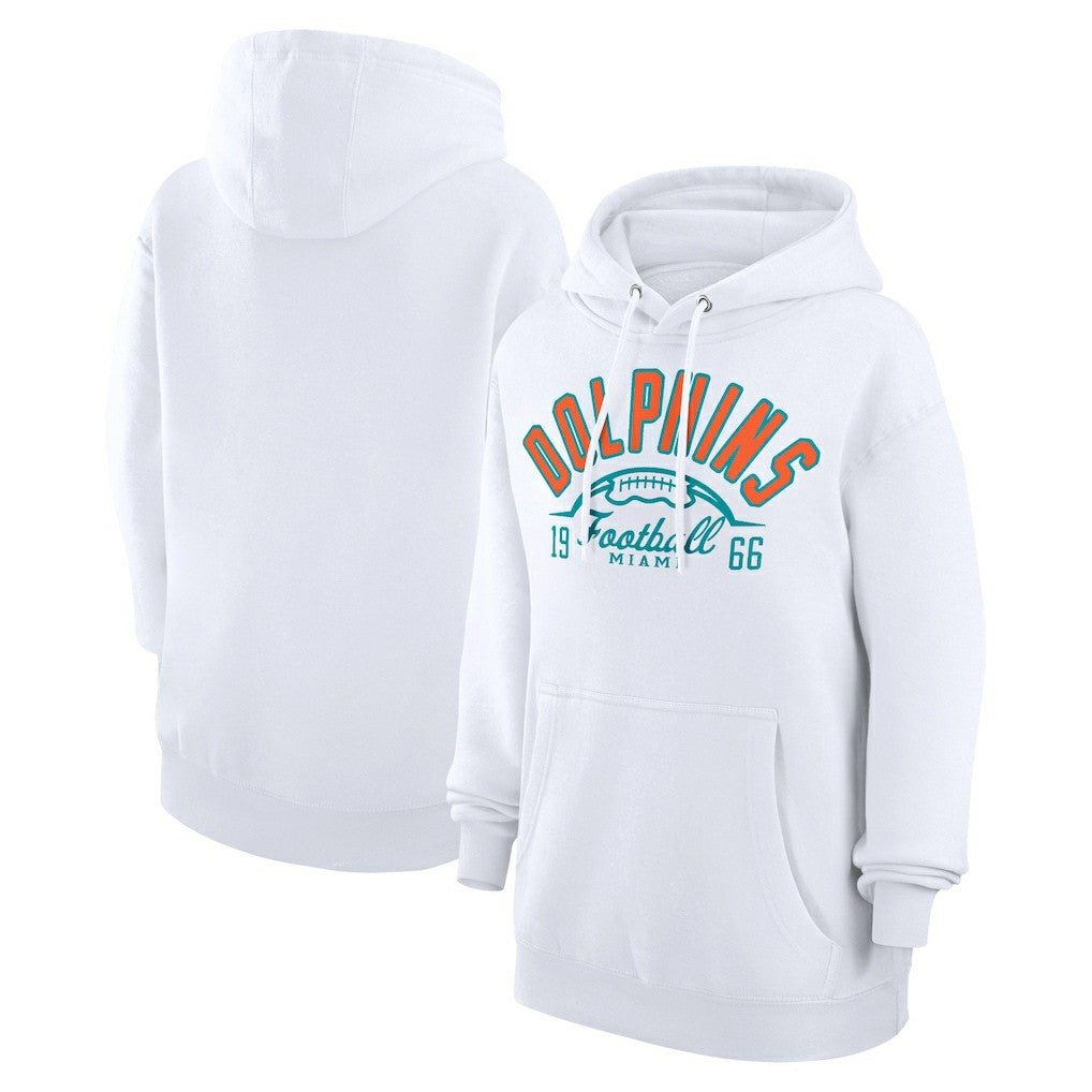 Miami Dolphins Starter Unisex Half Ball Team Fleece Pullover Hoodie - White Hoodies