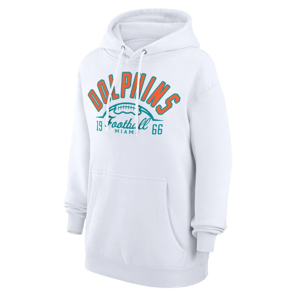 Miami Dolphins Starter Unisex Half Ball Team Fleece Pullover Hoodie - White Hoodies
