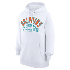 Miami Dolphins Starter Unisex Half Ball Team Fleece Pullover Hoodie - White Hoodies