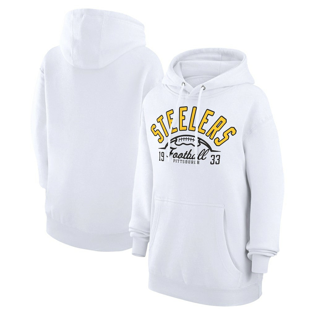 Pittsburgh Steelers Starter Unisex Half Ball Team Fleece Pullover Hoodie - White Hoodies