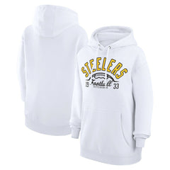 Pittsburgh Steelers Starter Unisex Half Ball Team Fleece Pullover Hoodie - White Hoodies