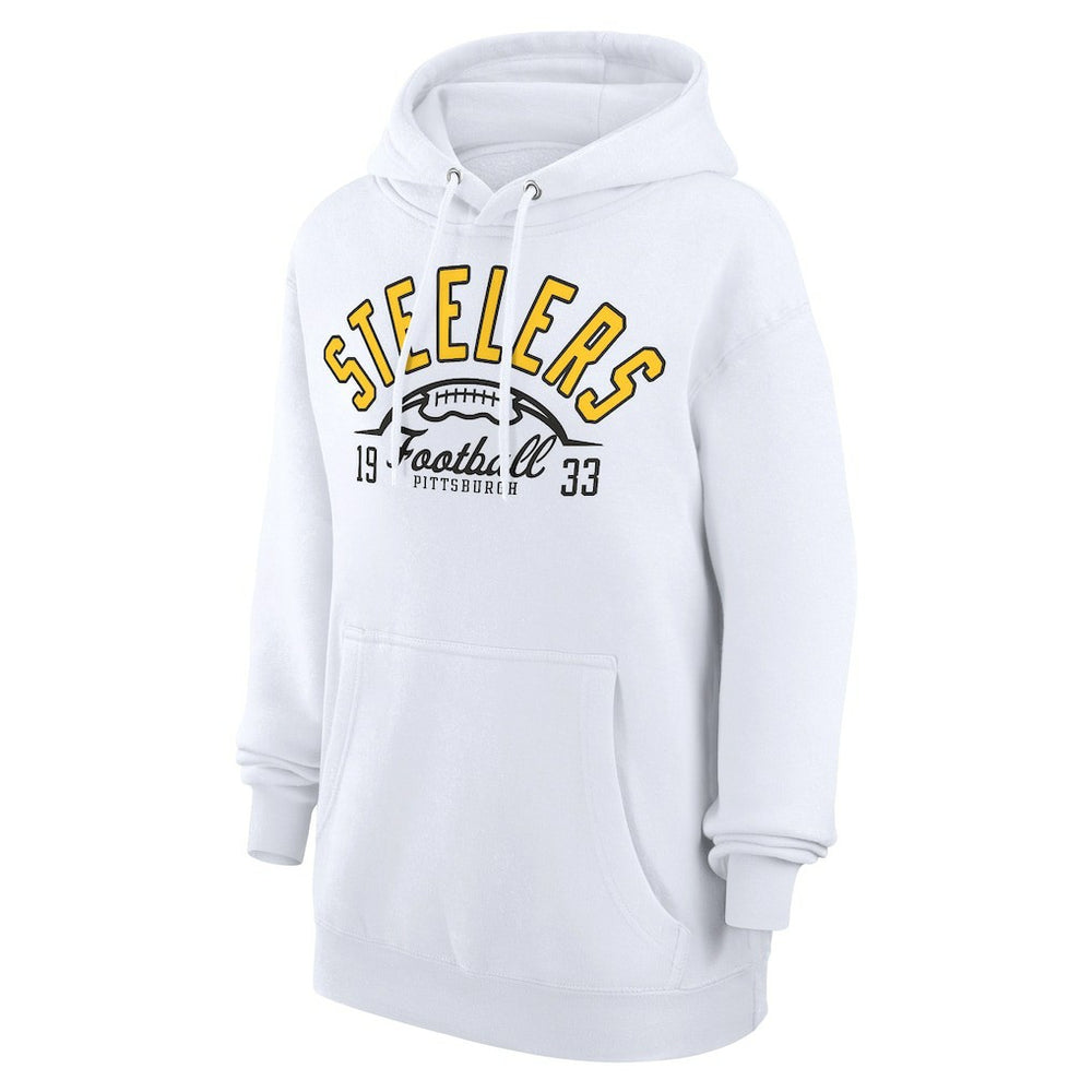 Pittsburgh Steelers Starter Unisex Half Ball Team Fleece Pullover Hoodie - White Hoodies