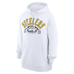 Pittsburgh Steelers Starter Unisex Half Ball Team Fleece Pullover Hoodie - White Hoodies