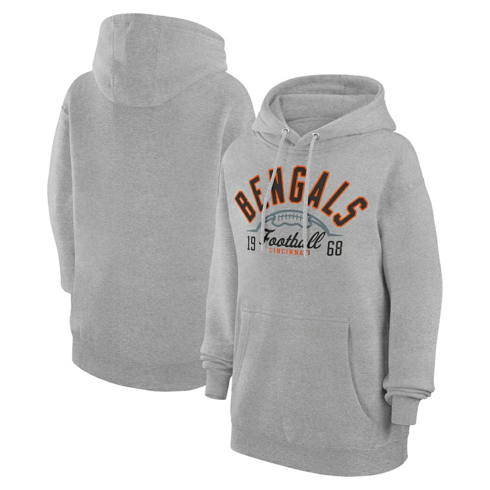 Cincinnati Bengals Starter Unisex Half Ball Team Fleece Pullover Hoodie - Heather Gray Hoodies