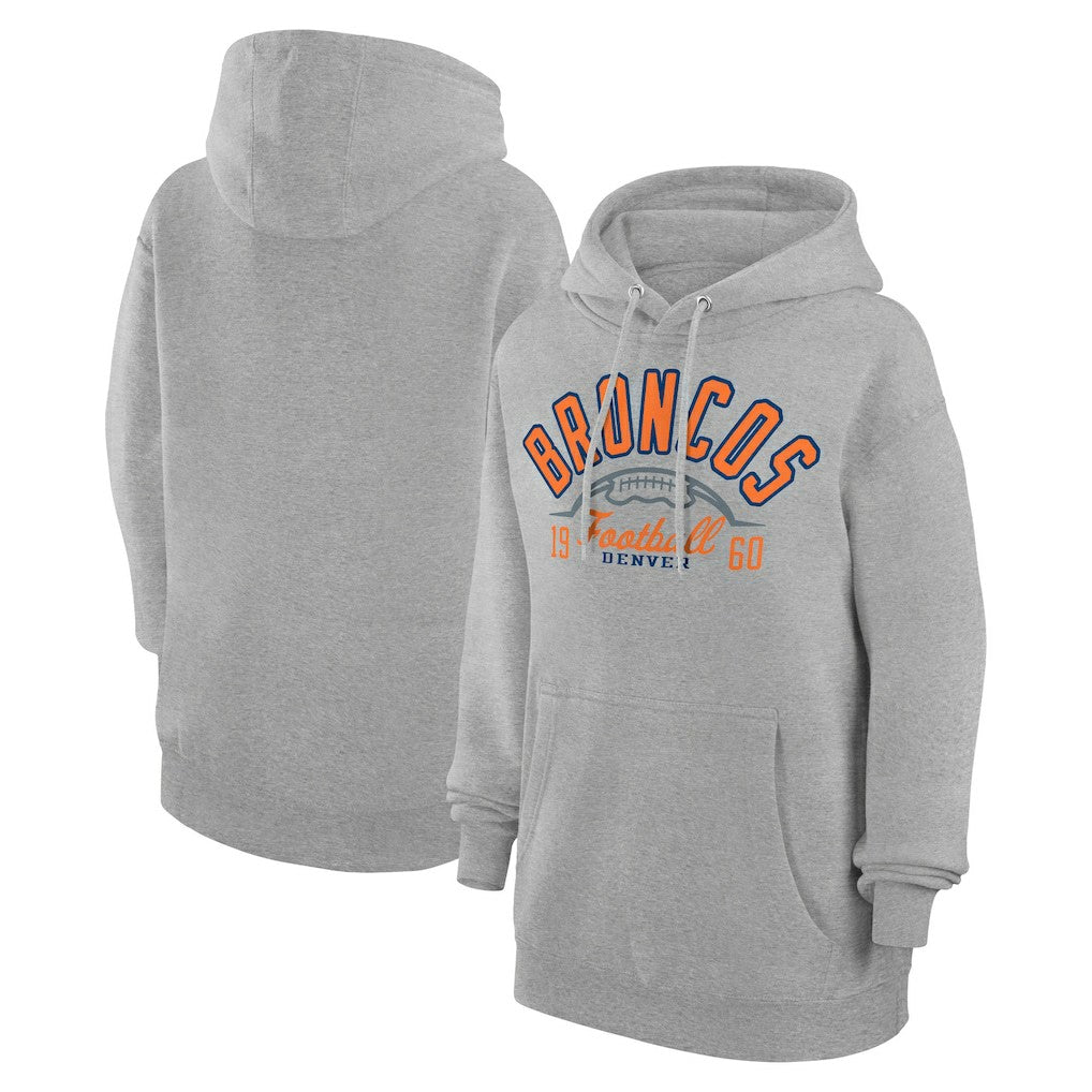 Denver Broncos Starter Unisex Half Ball Team Fleece Pullover Hoodie - Heather Gray Hoodies