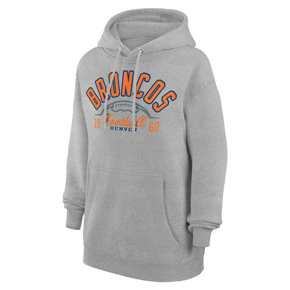 Denver Broncos Starter Unisex Half Ball Team Fleece Pullover Hoodie - Heather Gray Hoodies