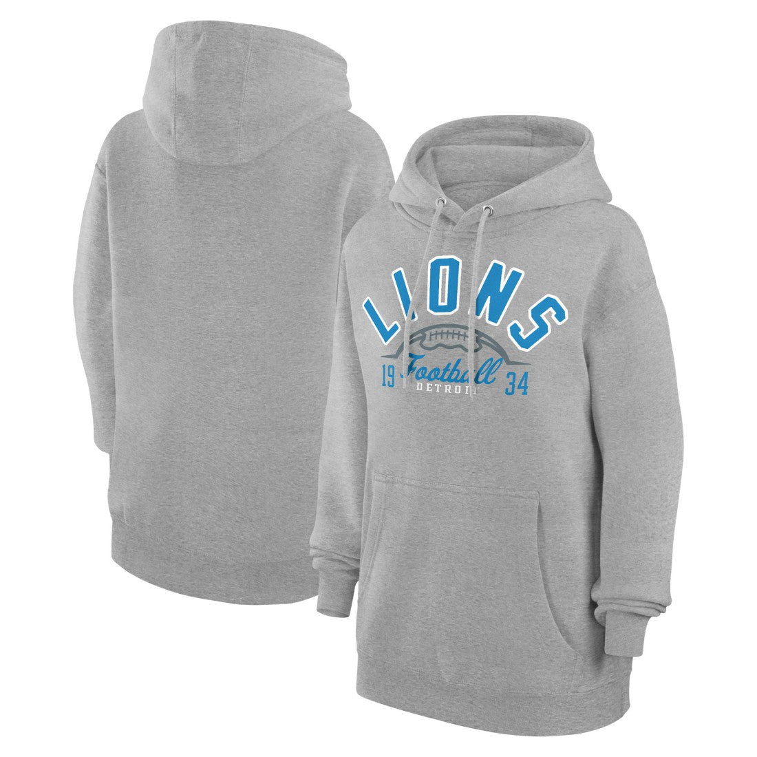 Detroit Lions Starter Unisex Half Ball Team Fleece Pullover Hoodie - Heather Gray Hoodies