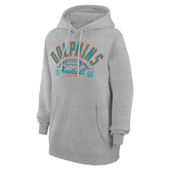 Miami Dolphins Starter Unisex Half Ball Team Fleece Pullover Hoodie - Heather Gray Hoodies