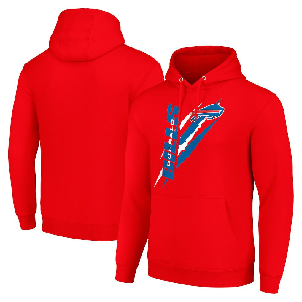 Buffalo Bills Starter Unisex Color Scratch Fleece Pullover Hoodie - Red Hoodies
