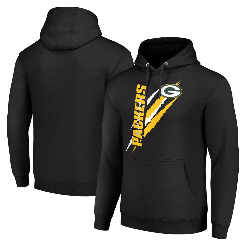 Green Bay Packers Starter Unisex Color Scratch Fleece Pullover Hoodie - Black Hoodies