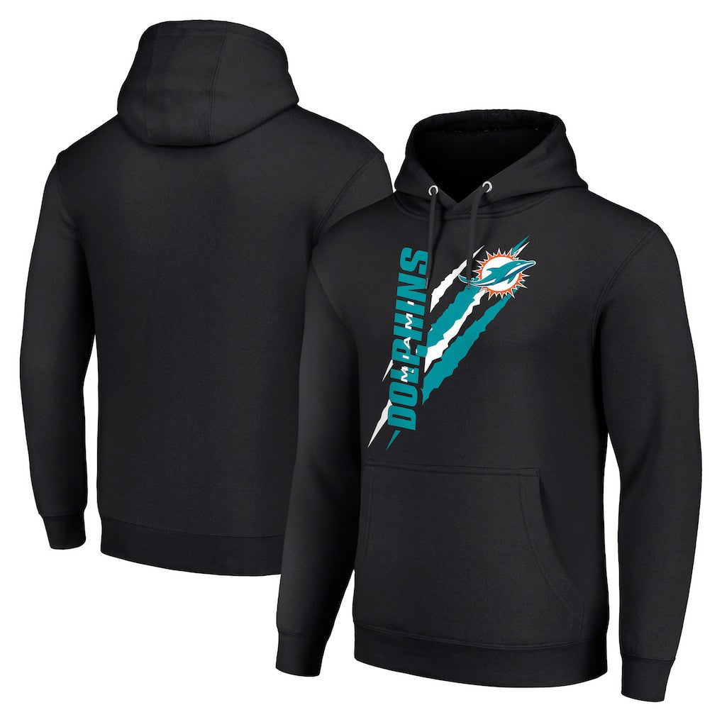 Miami Dolphins Starter Unisex Color Scratch Fleece Pullover Hoodie - Black Hoodies