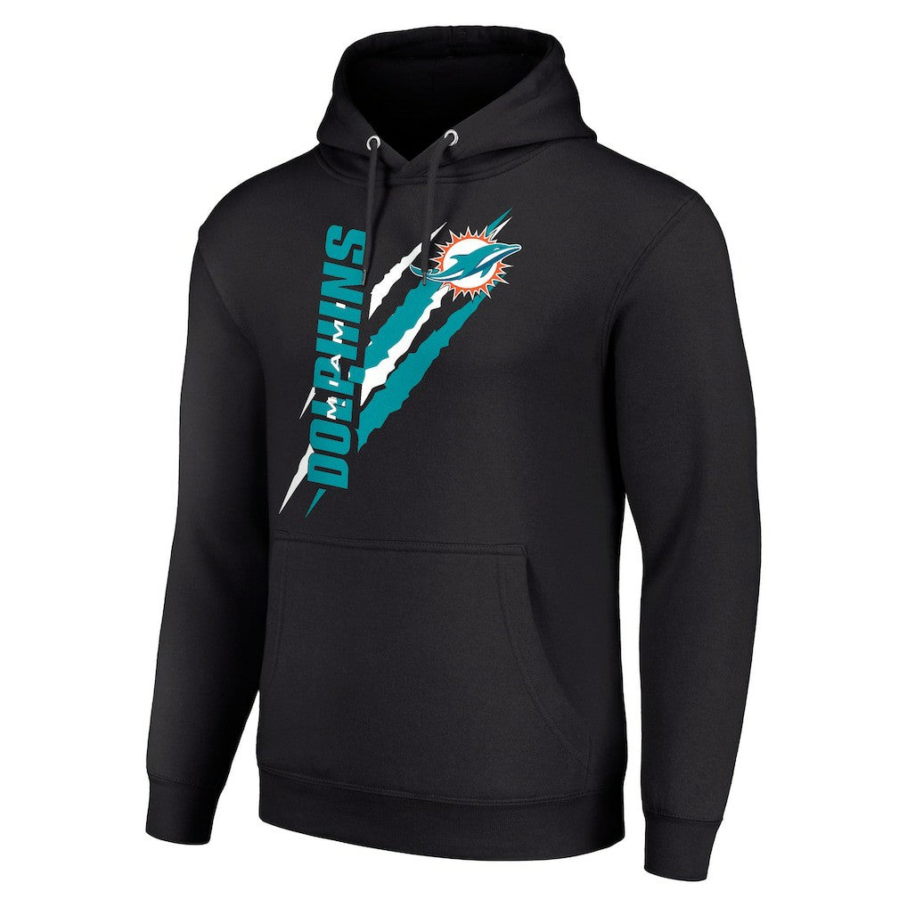 Miami Dolphins Starter Unisex Color Scratch Fleece Pullover Hoodie - Black Hoodies
