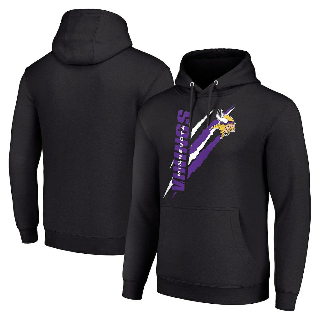 Minnesota Vikings Starter Unisex Color Scratch Fleece Pullover Hoodie - Black Hoodies