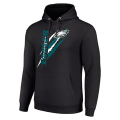 Philadelphia Eagles Starter Unisex Color Scratch Fleece Pullover Hoodie - Black Hoodies
