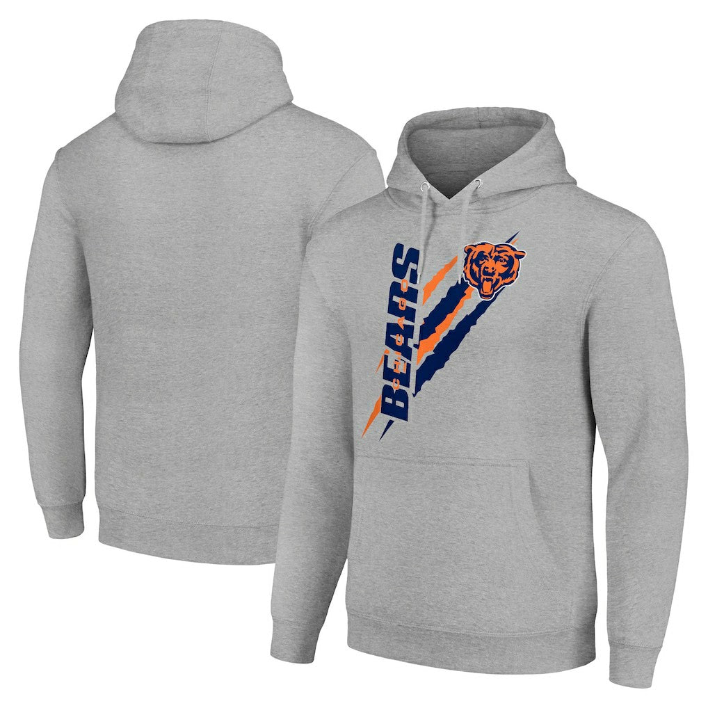 Chicago Bears Starter Unisex Color Scratch Fleece Pullover Hoodie - Heather Gray Hoodies