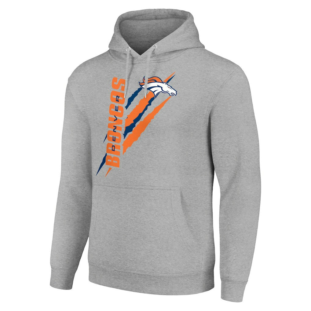 Denver Broncos Starter Unisex Color Scratch Fleece Pullover Hoodie - Heather Gray Hoodies