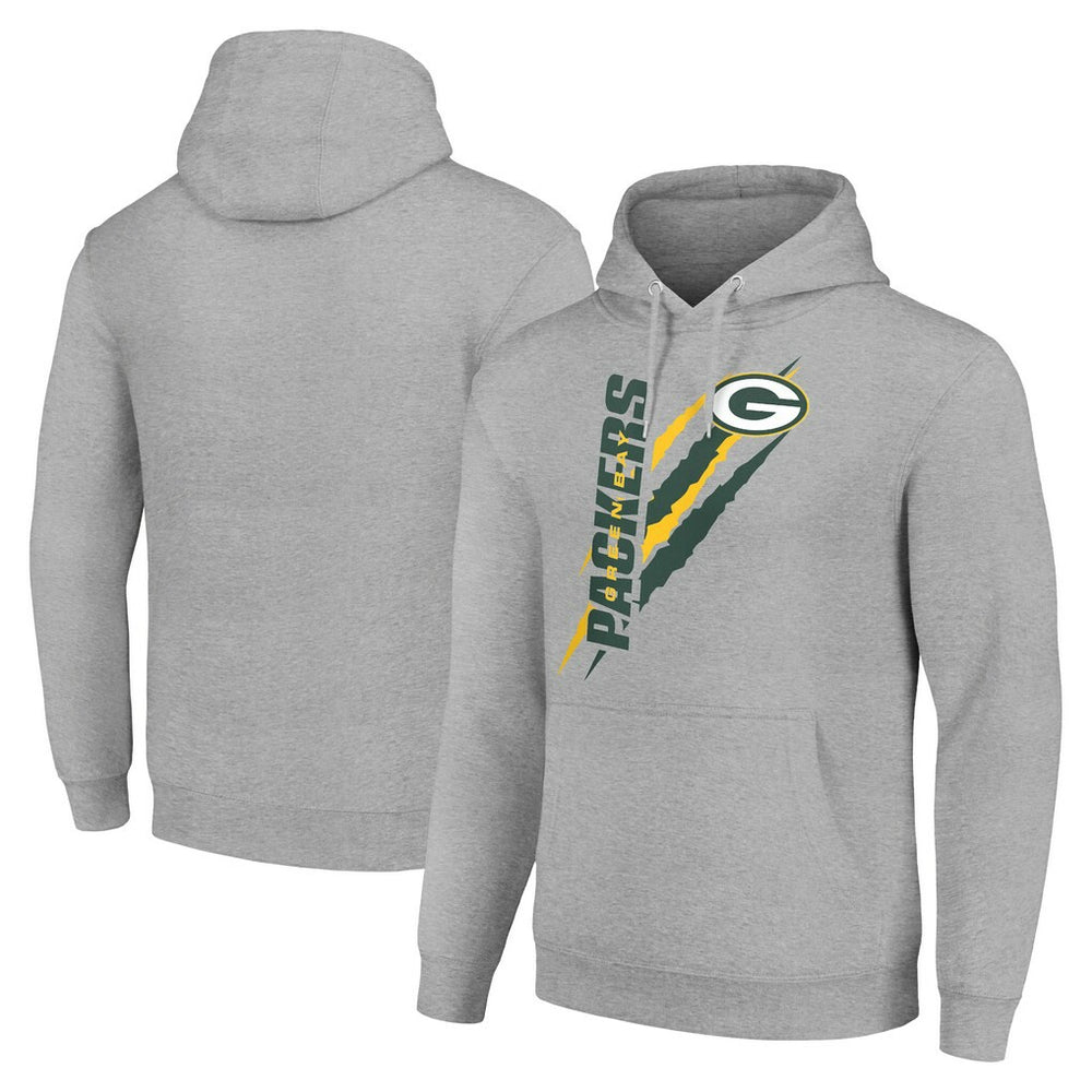 Green Bay Packers Starter Unisex Color Scratch Fleece Pullover Hoodie - Heather Gray Hoodies
