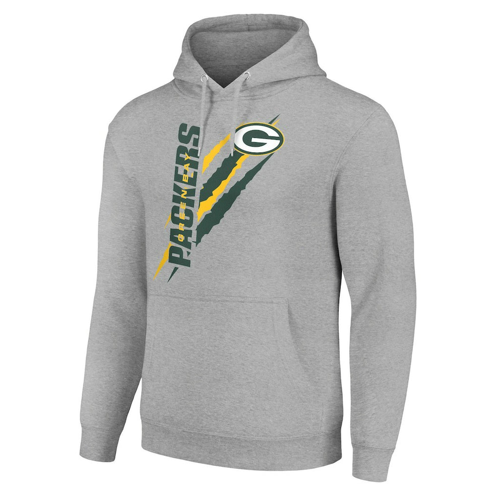 Green Bay Packers Starter Unisex Color Scratch Fleece Pullover Hoodie - Heather Gray Hoodies