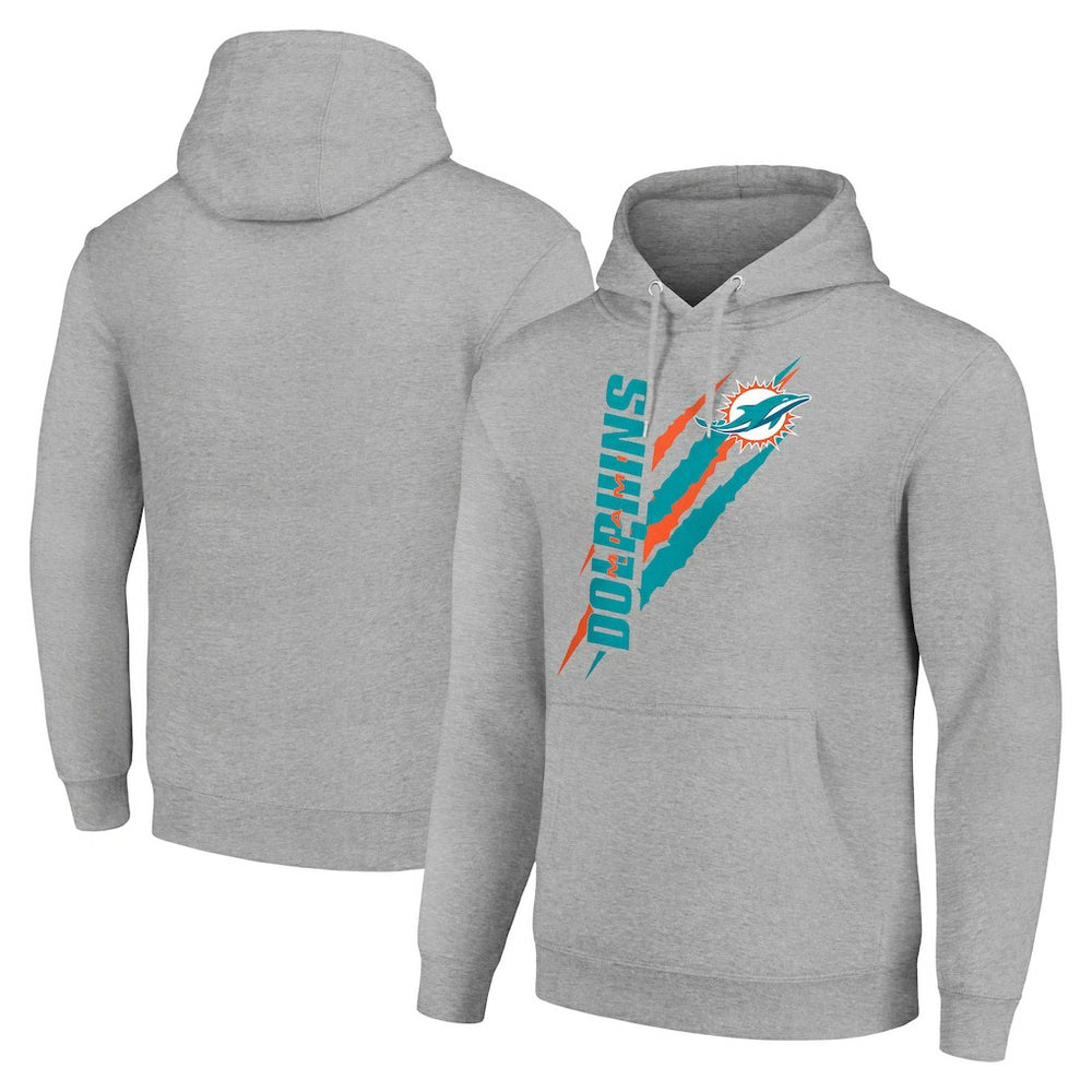 Miami Dolphins Starter Unisex Color Scratch Fleece Pullover Hoodie - Heather Gray Hoodies
