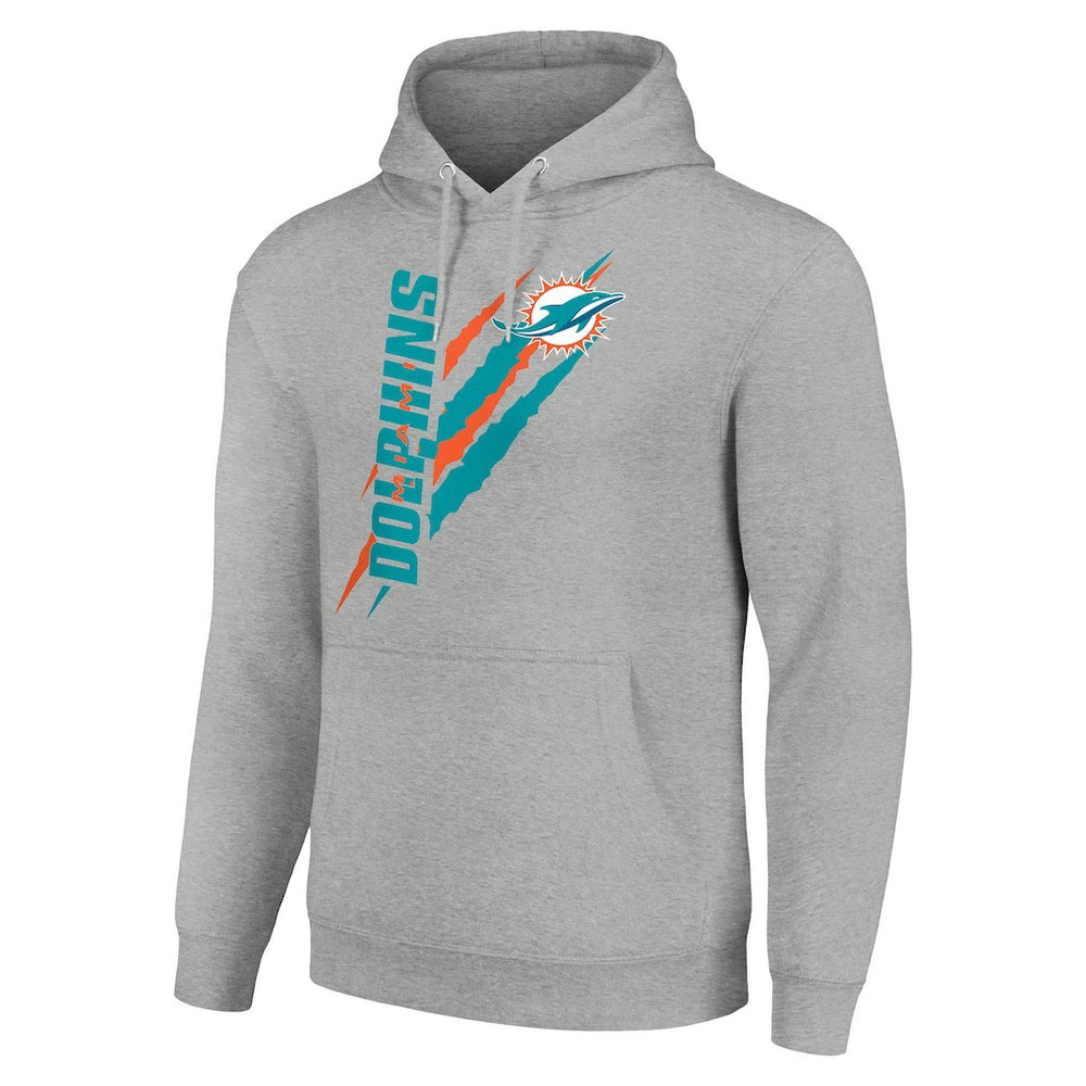 Miami Dolphins Starter Unisex Color Scratch Fleece Pullover Hoodie - Heather Gray Hoodies