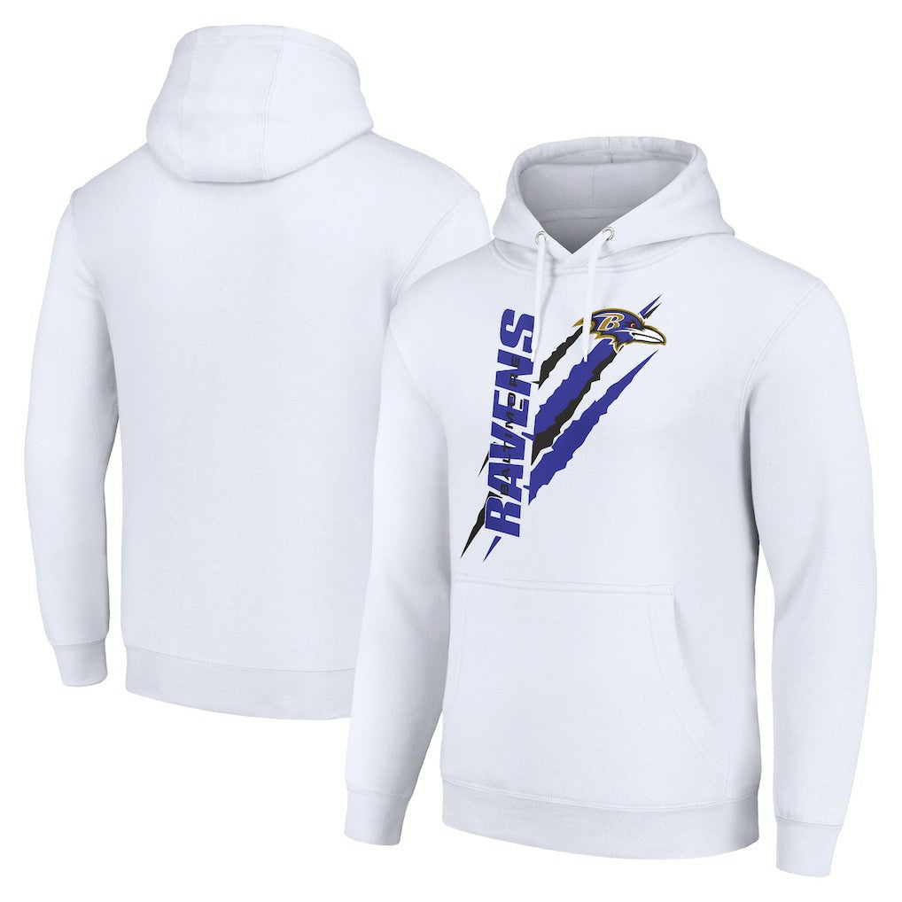Baltimore Ravens Starter Unisex Color Scratch Fleece Pullover Hoodie - White Hoodies