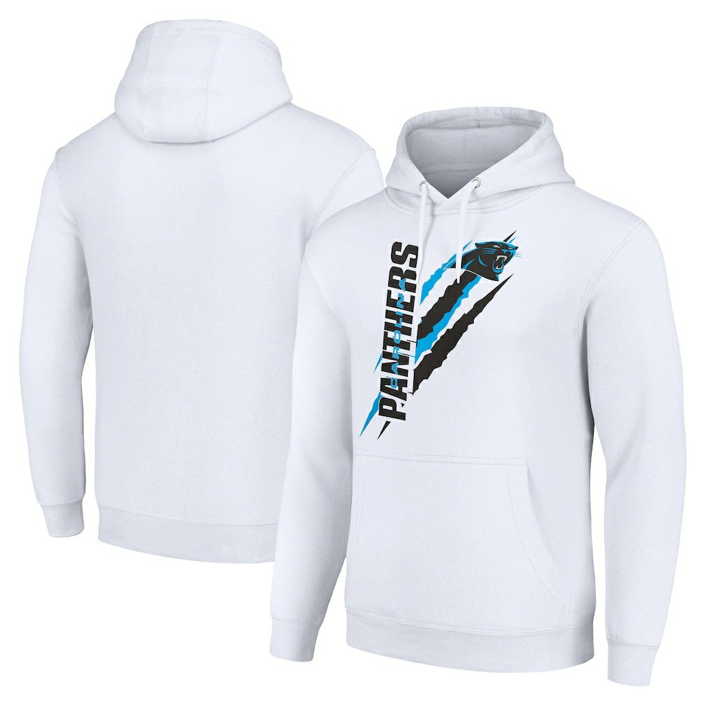 Carolina Panthers Starter Unisex Color Scratch Fleece Pullover Hoodie - White Hoodies