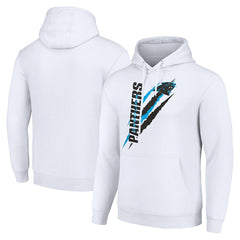 Carolina Panthers Starter Unisex Color Scratch Fleece Pullover Hoodie - White Hoodies