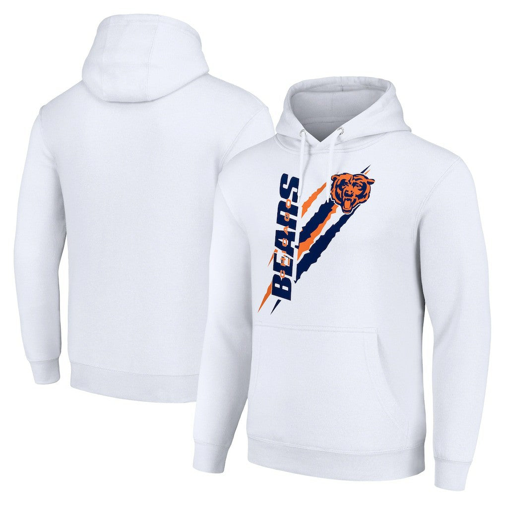 Chicago Bears Starter Unisex Color Scratch Fleece Pullover Hoodie - White Hoodies