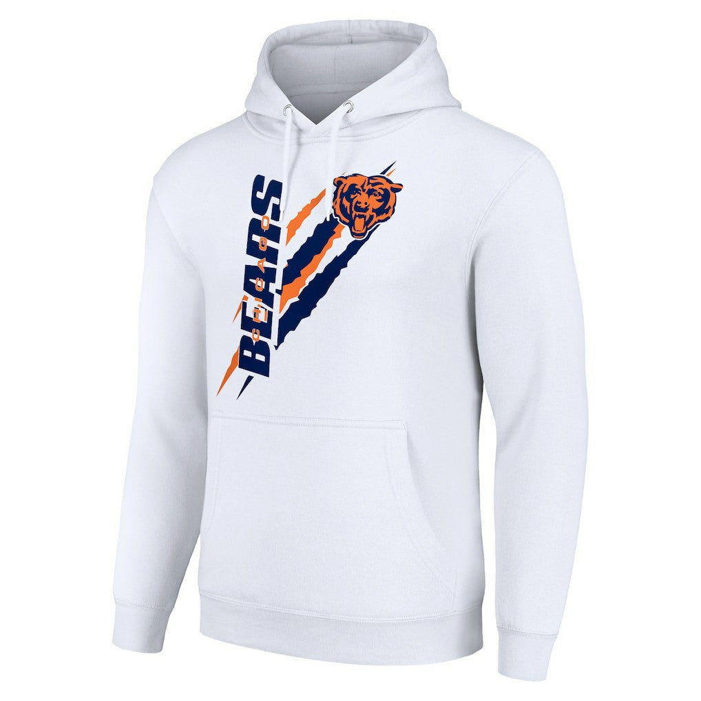 Chicago Bears Starter Unisex Color Scratch Fleece Pullover Hoodie - White Hoodies