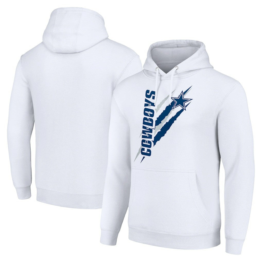 Dallas Cowboys Starter Unisex Color Scratch Fleece Pullover Hoodie - White Hoodies