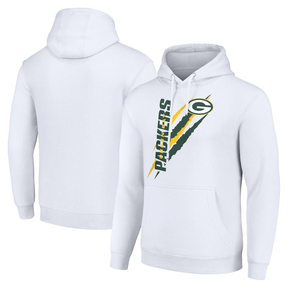 Green Bay Packers Starter Unisex Color Scratch Fleece Pullover Hoodie - White Hoodies
