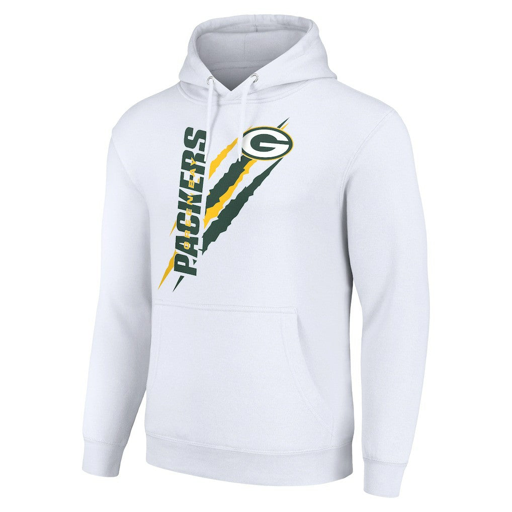 Green Bay Packers Starter Unisex Color Scratch Fleece Pullover Hoodie - White Hoodies