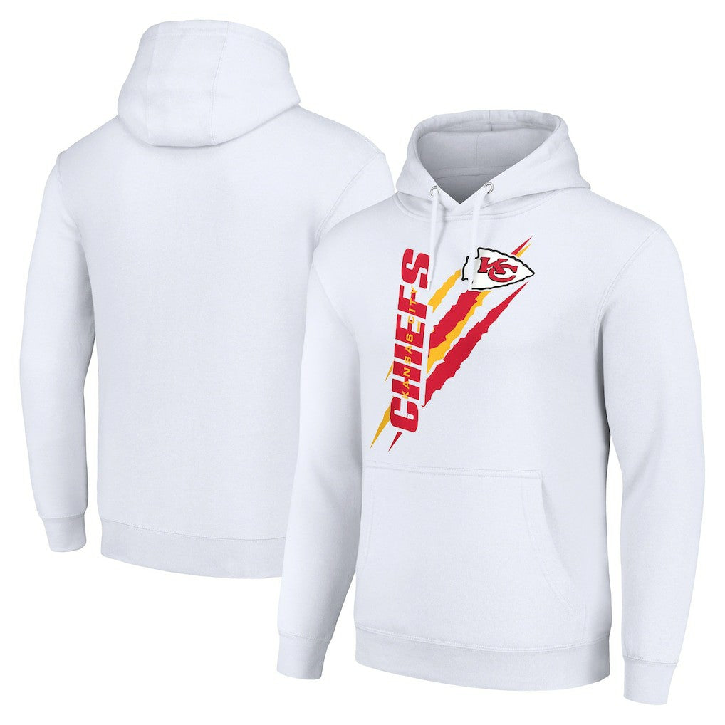 Kansas City Chiefs Starter Unisex Color Scratch Fleece Pullover Hoodie - White Hoodies