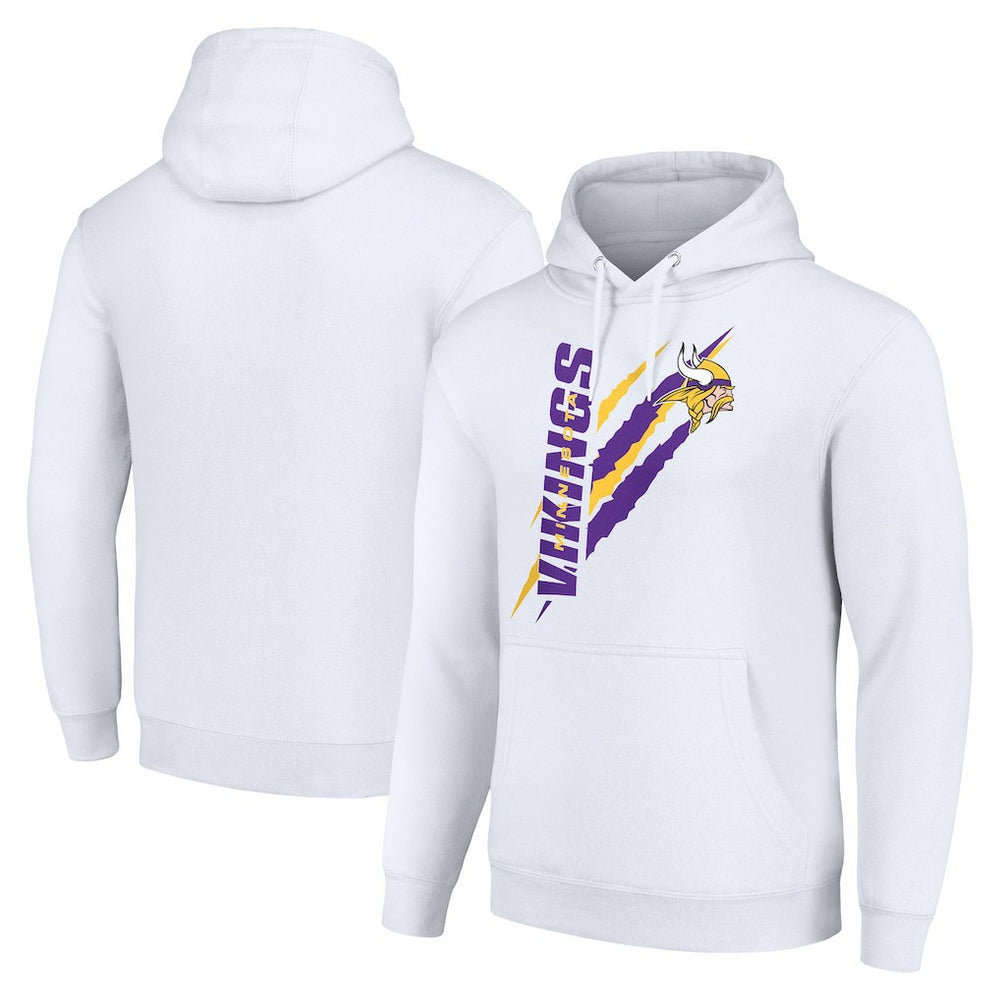 Minnesota Vikings Starter Unisex Color Scratch Fleece Pullover Hoodie - White Hoodies