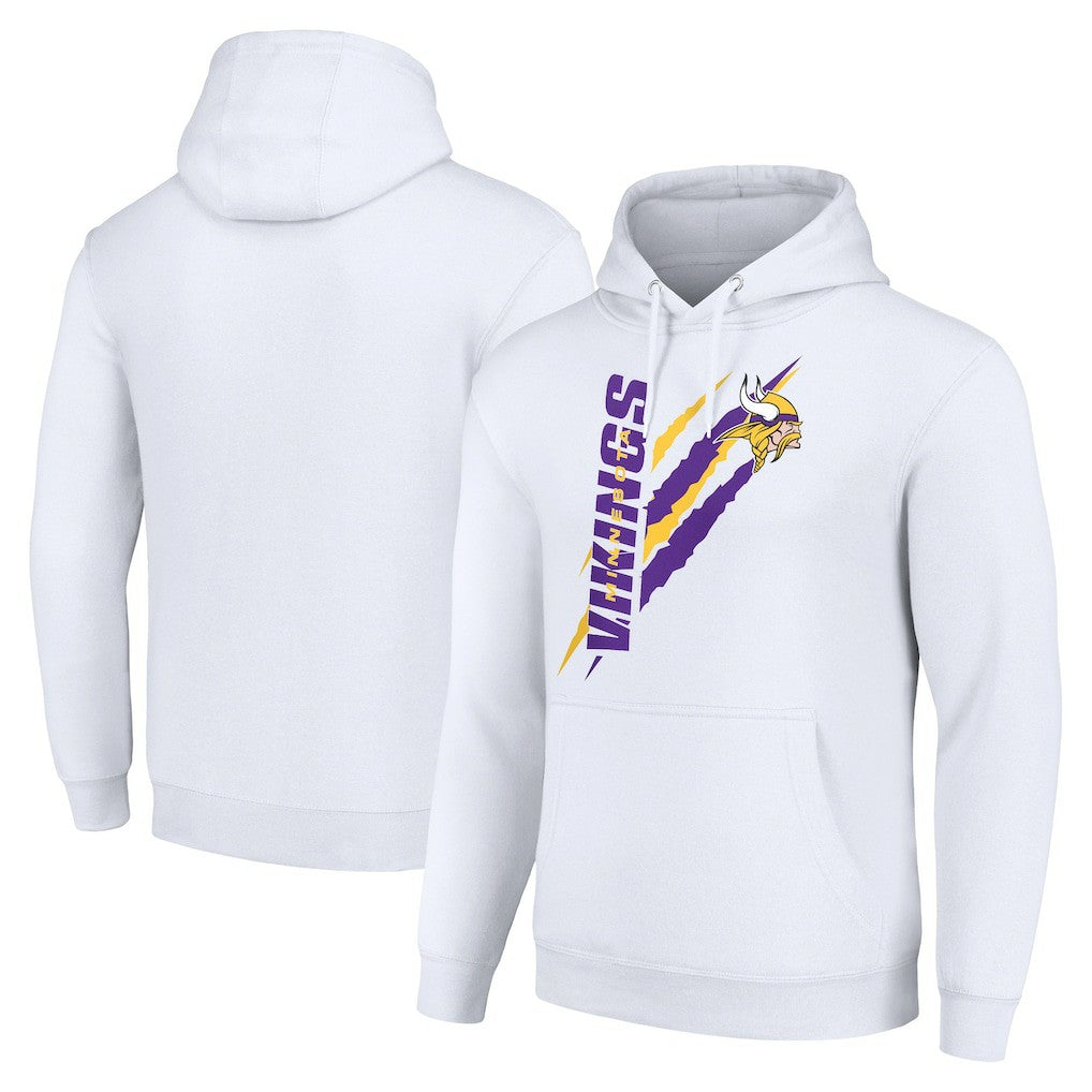 Minnesota Vikings Starter Unisex Color Scratch Fleece Pullover Hoodie - White Hoodies