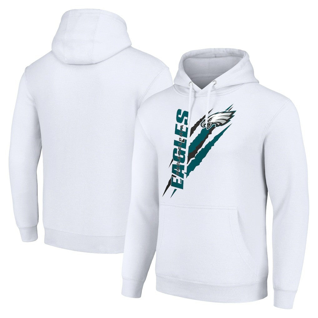Philadelphia Eagles Starter Unisex Color Scratch Fleece Pullover Hoodie - White Hoodies