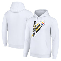 Pittsburgh Steelers Starter Unisex Color Scratch Fleece Pullover Hoodie - White Hoodies