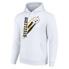 Pittsburgh Steelers Starter Unisex Color Scratch Fleece Pullover Hoodie - White Hoodies