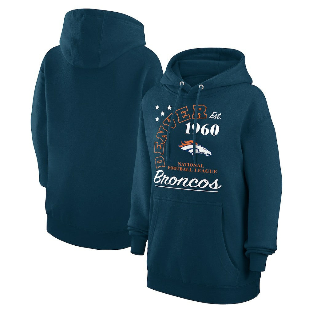 Denver Broncos Starter Unisex Arch Team Fleece Pullover Hoodie - Navy Hoodies